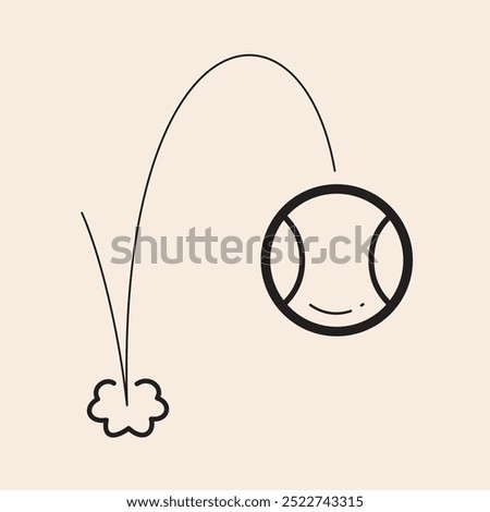 Tennis Drop Shot Ball with cool line and reflexes vector outline icon. Design ready to use in multiple projects like websites, apps, shops, videos, games, sport equipment, marketing among others