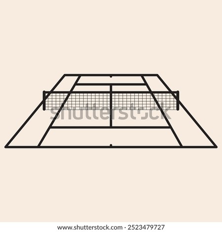 3D Tennis Court with cool perspective and lines vector outline icon. Design ready to use in multiple projects like websites, apps, shops, videos, games, sport equipment, marketing among others