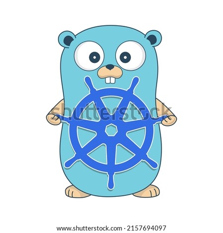 Vector illustration of gopher with the steering wheel. Based on Renee French