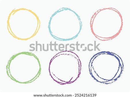 Hand-drawn black crayon ovals and circles, hand-drawn Circle scribble marks or signs, Crayon or marker scribbles. Vector illustration