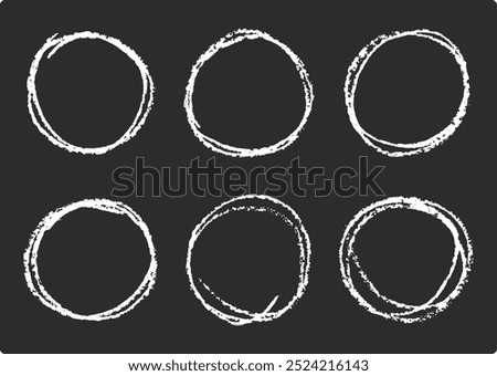 Hand-drawn black crayon ovals and circles, hand-drawn Circle scribble marks or signs, Crayon or marker scribbles. Vector illustration