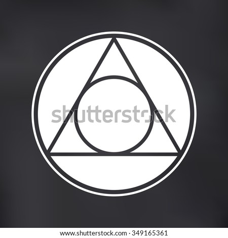 Vector Circle in a Triangle Symbol Illustration on Blackboard