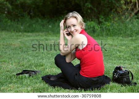 woman talks on a mobile phone