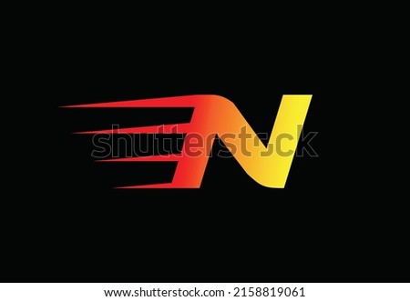 Abstract letter N logo design template. Universal fast speed fire- flame color logo Foto stock © 