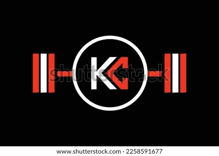 Gym and fitness club logo design template with barbell symbol. letter K, C, KC OR CK gym and fitness logo.