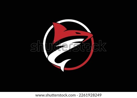 Shark logo on a black background