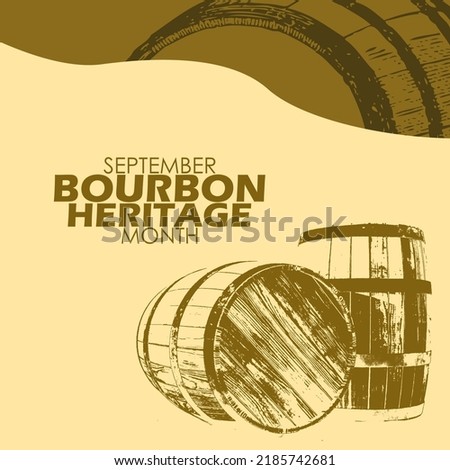Wine wooden barrel illustration with bold text on light brown background to celebrate Bourbon Heritage Month in September