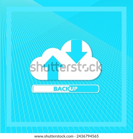 World Backup Day event banner. A white cloud with two arrows and a backup bar on light blue background to celebrate on March 31st