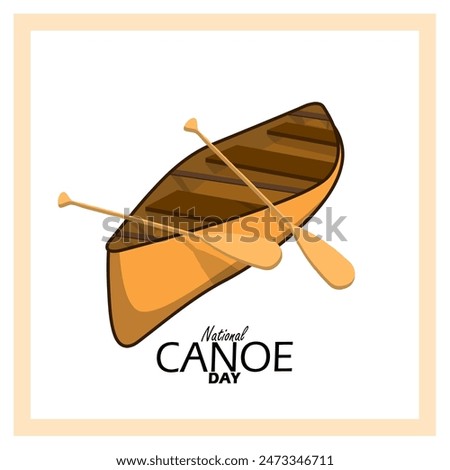 National Canoe Day event banner. A canoe with two paddlers in frame on white background to celebrate on June 26th