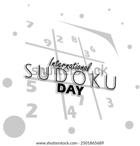 International Sudoku Day event banner. A puzzle game to fill in the numbers carefully, a typical Japanese game with bold text on white background to celebrate on September 9th