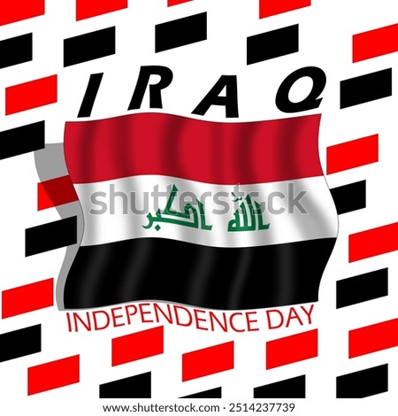 Iraq Independence Day celebrate on October 3rd. The Iraqi flag is flying with decoration elements on white background.