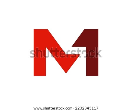 Simple letter M and number one logo design template on white background.