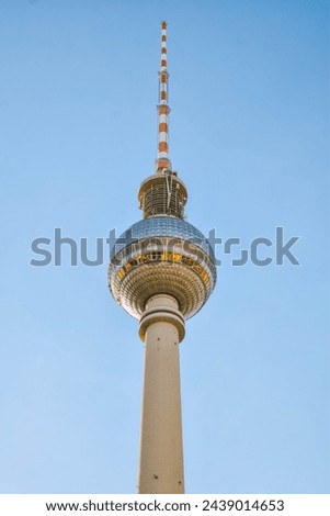 Similar – Image, Stock Photo The Berlin TV tower from above, behind a safety net in very bad weather. The horizon can only be seen as a small ray of hope.