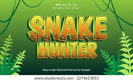 snake hunter text effect template with snake skin texture, editable text effect