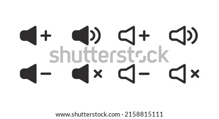 Speaker icon set. volume icon. loudspeaker icon. Volume Up and down, Volume mute, sound symbol