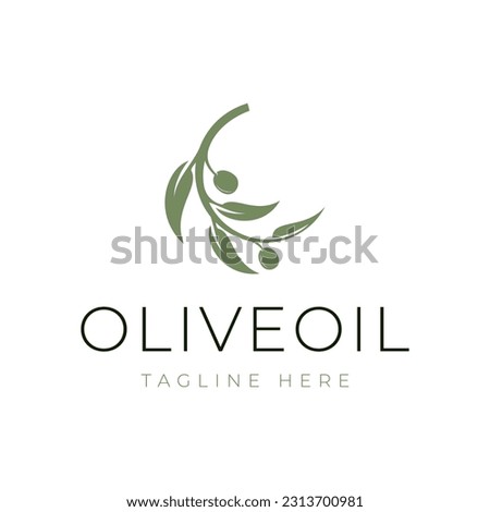 Nature olive oil plant, olive leaf flower logo design vector