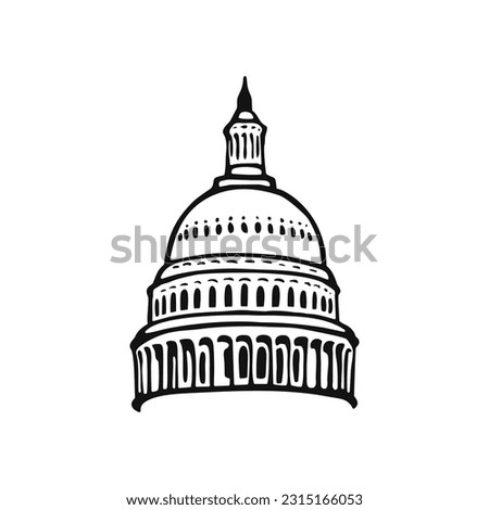 Capitol dome vintage hand drawn illustration design