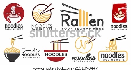 Noodle and ramen icon set logo design vector template. Vector illustration.