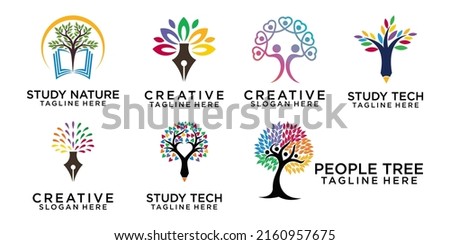 People Tree Concept icon set Logo Design Template