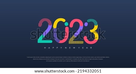 2023 Happy New Year logo text design. 2023 number design template. Vector illustration.