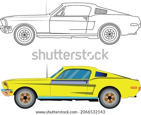 ford mustang vector car yellow