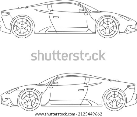 vector car line art drawing