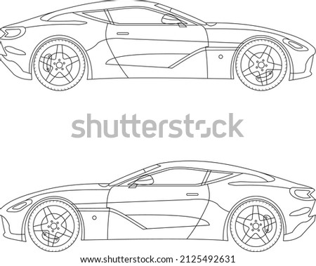 luxury  vector car outline line art