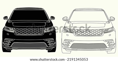 british luxury SUV Front View Icon,easy to use,editable and layered,sketch automobile.