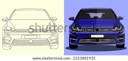 8 november,2022;Volkswagen Golf MK7 R. Iconic Car Graphic.vector car front view.	