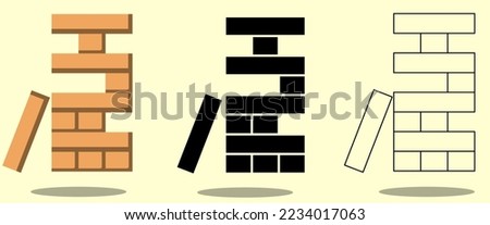 Jenga icon in filled, thin line, outline and stroke style. Vector illustration of three colored and black and outline, jenga vector icons designs can be used for mobile, ui, web