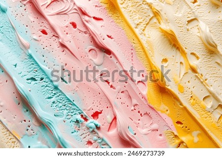 Similar – Image, Stock Photo Pink colored ice cream in a cone against pastel background to show concept and colors of summer time