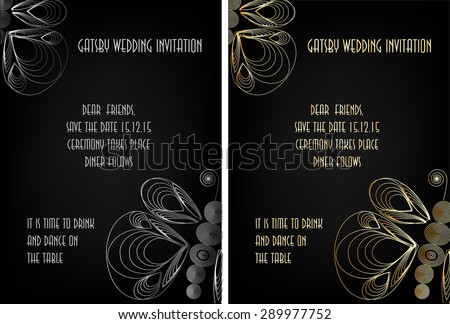 great gatsby art deco wedding invitation design template includ