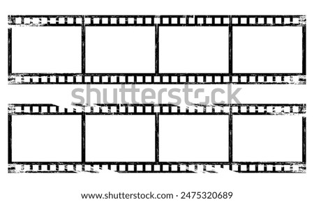 film strip icon isolated on background with texture brush. ribbon photo film strip frame, Video Film strip roll