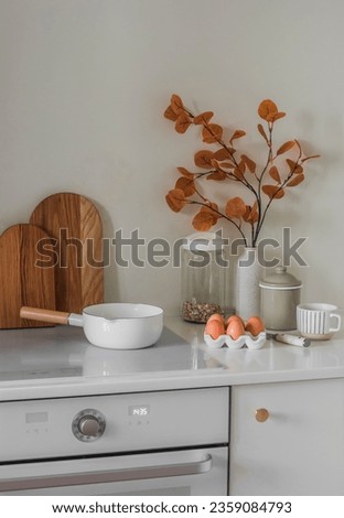 Similar – Image, Stock Photo Pastel color dishes on pink