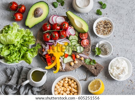 Image, Stock Photo Assorted vegetables and napkins on table