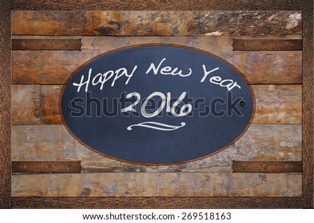 Bulletin board made in wood with Happy New Year.