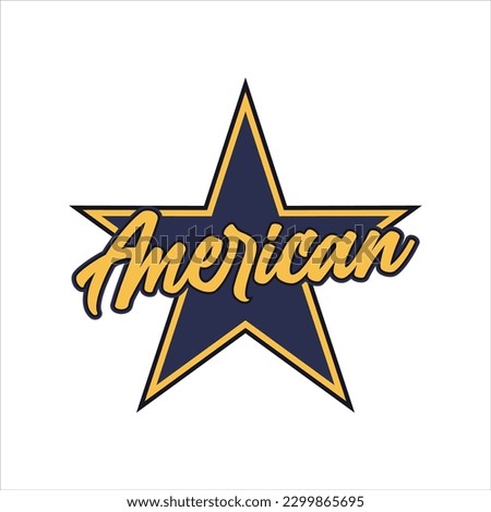 american text with star icon logo vector for t-shirt, poster, typography or your brand. vector illustration