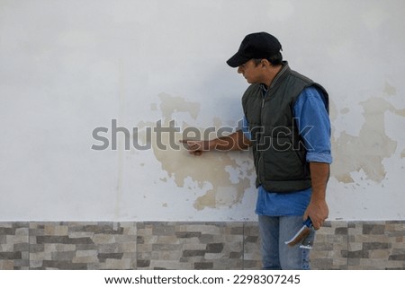 Similar – Image, Stock Photo Moisture in the masonry or a secret message?