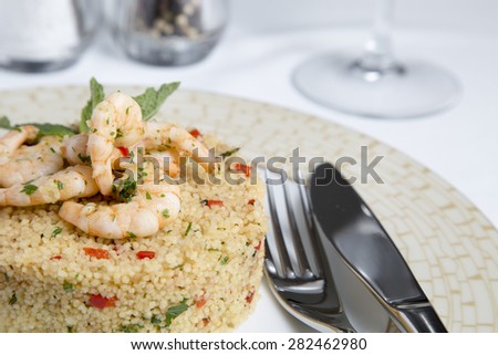 fancy dinner with shrimp