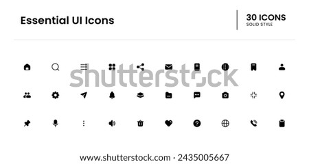Essential UI icon set. ui, mobile, vector, line, web, interface. Vector solid icon illustration