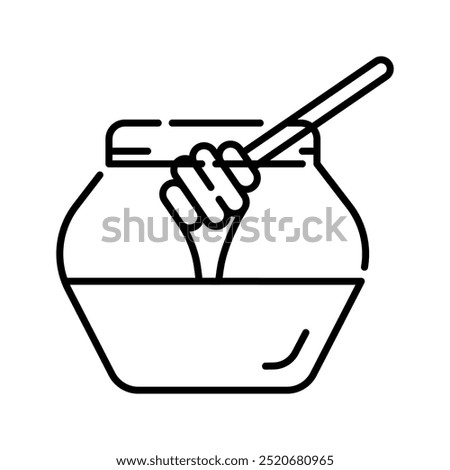 Honey icon. honey, food, sweet, healthy, bee, nectar, jar, pot, organic, honey dipper. Vector icon illustration