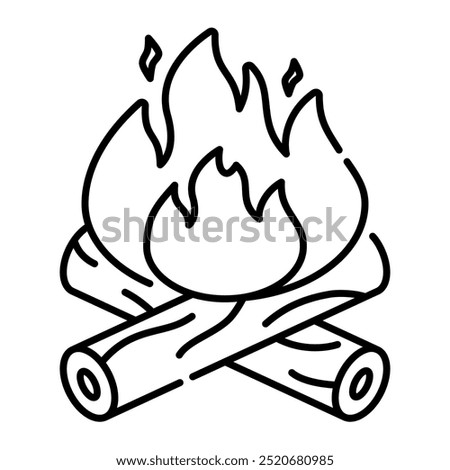 Bonfire icon. bonfire, fire, burn, campfire, flame, hot, camp, nature, wood, outdoor. Vector icon illustration