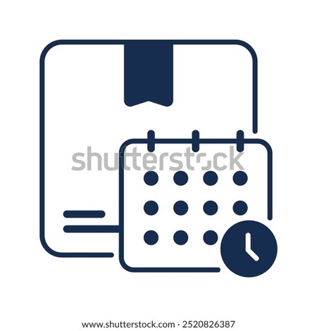 Delivery Schedule icon. On time, Delivery time, Package, Delivery, Calendar, Pick up, Packing, Schedule, Time and date