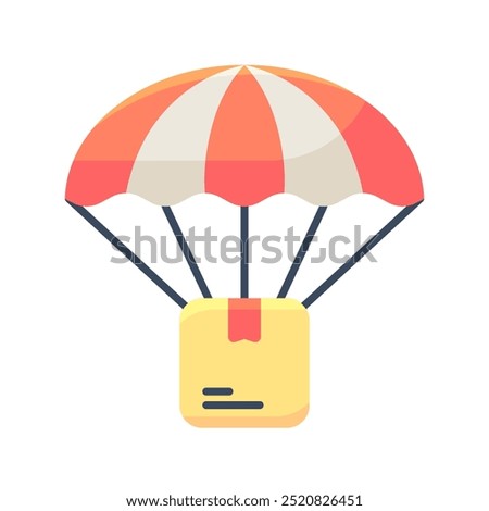 Parachute icon. Parachute, Drop shipping, Delivery, Shipment, Package, Delivery box, Box, Logistics, Shipping. Vector icon illustration