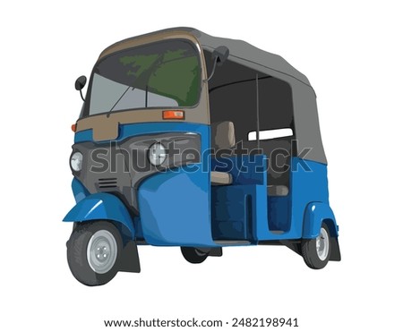 logo icon sign art public motor urban auto city mini small taxi tuk tuk cab car India Thai trip 3d cart model road speed truck cargo drive Asia Asian blue symbol vector design three wheels cycle
