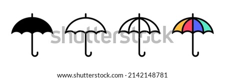 Umbrella icon set. Parasol symbol. Weather sign. Vector illustration.