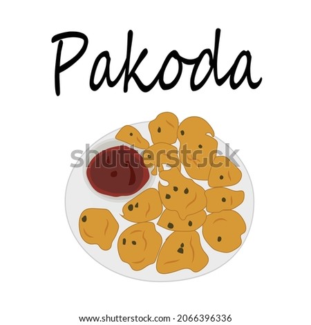 Pakoda snacks vector illusration, indian snacks vector, pakoda logo.