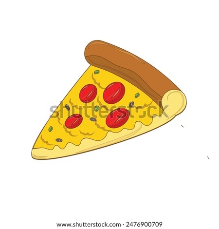 pizza icon, hand drawing cartoon pizza. cute food sticker doodle. food illustration