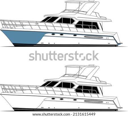 vector Boat line art and Illustration for t-shirt or object for design