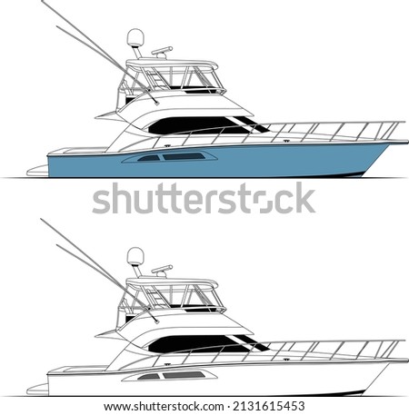 vector Boat line art and Illustration for t-shirt or object for design